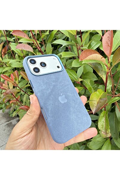 Apple iPhone 18 Pro Max Uyumlu Mavi Suede Luxe M-Safe Premium Kılıf