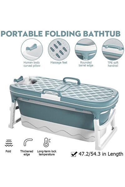 Generic 148cm Portable bathtub with cover White/blue with foam pillow