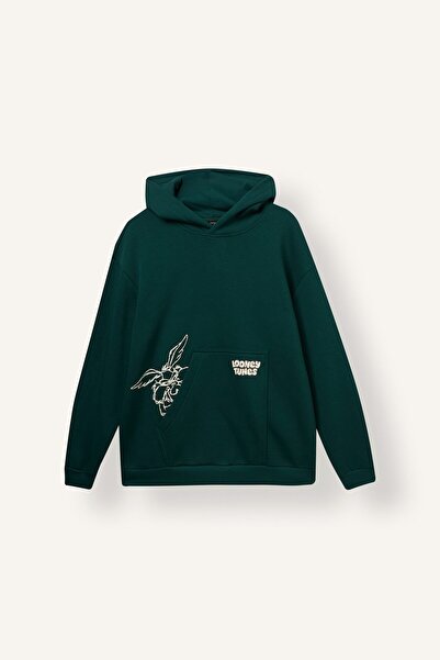 DeFacto Looney Tunes Boxy Fit Hooded Pocket Printed Sweatshirt H2724Ax26Au