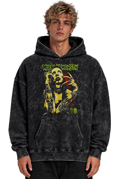 SEVBANO Marilyn Manson Rock Metal Singer Printed Unisex Oversize Washable Hoo...