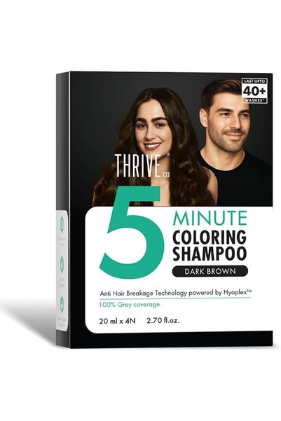 ThriveCo شامبو تلوين الشعر، بني غامق |   شامبو صبغة الشعر الفوري خلال 5 دقائق...