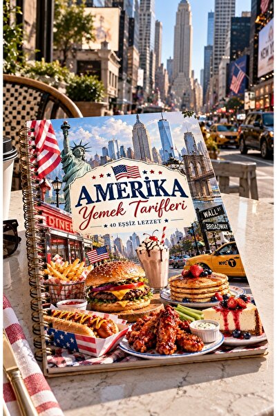40 Çeşit Amerika Mutfağı Yemek Tarif Defteri -A5 Spiralli