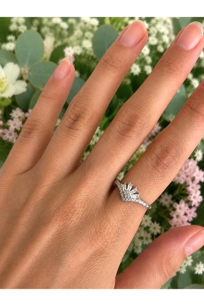 nunu takı Stone Crown Pattern Silver Ring