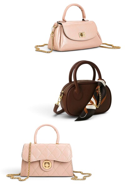 Morlex 3 Different Model Shoulder Bags Faux Leather Chain Strap Shoulder Bag ...