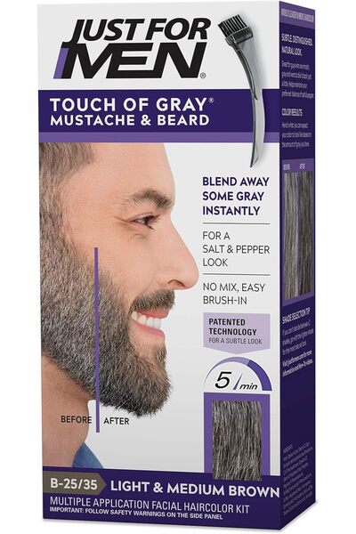 Just For Men Touch of Gray Mustache and Beard Color, Dark Brown & Black