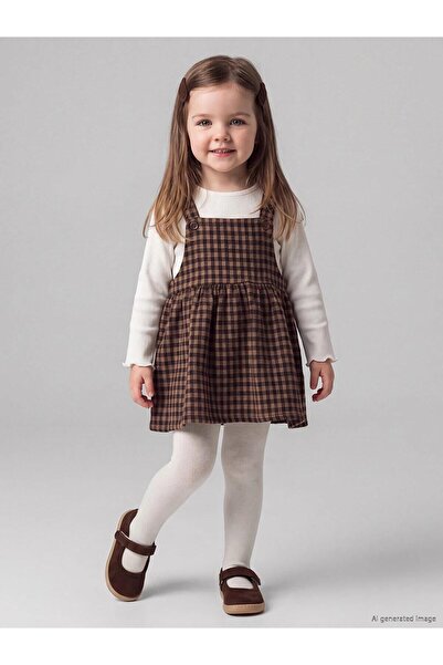 LC Waikiki Baby Girl Gabardine Salopet Dress and T-Shirt (W6)