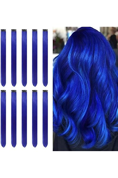X SPRING Clip-In Hair Extensions, 10 Pcs 56CM Blue Hair Extensions with Clips...