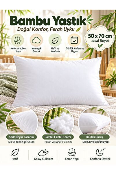 BERRY CONCEPT Beyaz Bambu Yastık 50x70 cm