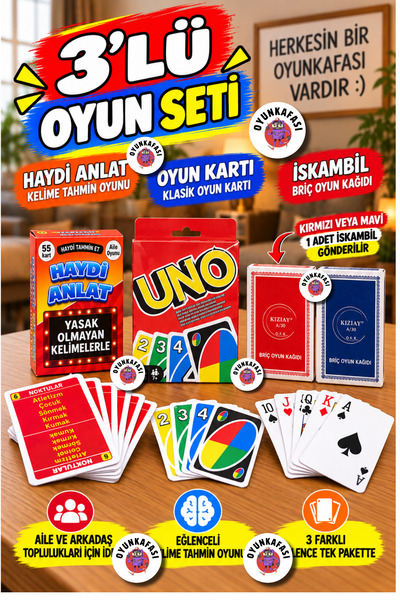 OYUNKAFASI 3’lü Eğlenceli Oyun Seti – Haydi Anlat Kelime Tahmin Oyunu + Renkl...