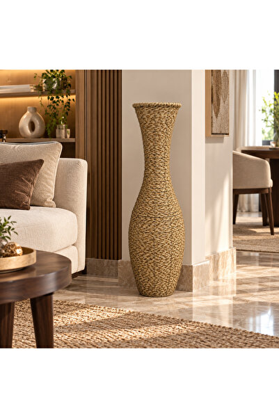 DEKORATİF PLS RATTAN VAZO 60 CM YER VAZO DEKOR