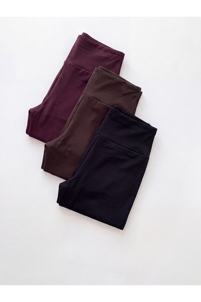 LC Waikiki Two Mt Shop Quality Koor Sport Plum Raschel Plain Super Skinny & Extra Narrow Women's Sports Leggings