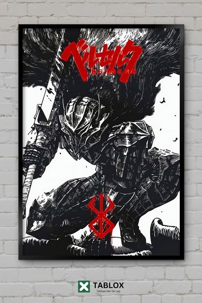 tablomaxtbx Berserk Guts Anime Manga Ratnik Japanski Poster Uramljen Dekorati...