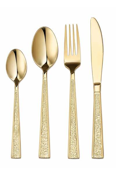 Generic Premium Gold Plated Stainless Steel Cutlery Set – 16 Piece Luxury Fla...
