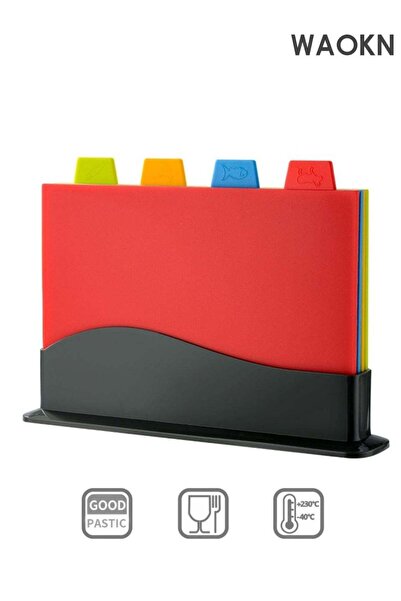 Generic Cutting Board Set of 4 , Plastic Non-slip Chopping Board with Stand ,...