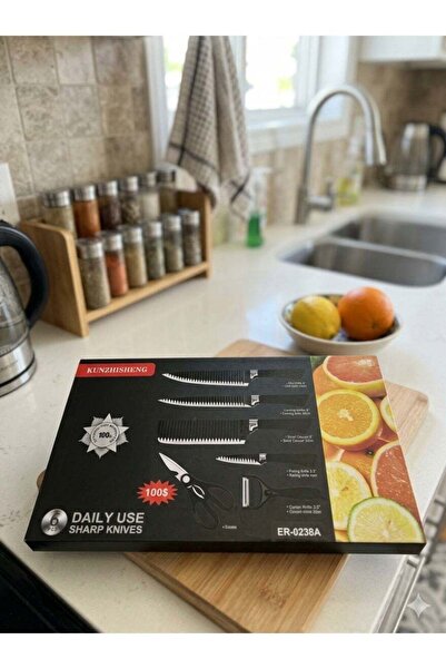 Generic 6-Piece Kitchen Knife Set with Kitchen Scissors & Peeler – Stainless ...