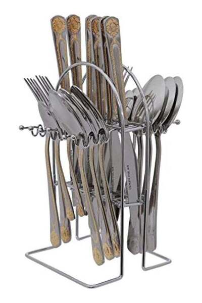 Generic Berger Cutlery Set with Stand – 24 Piece | Premium Stainless Steel Sp...