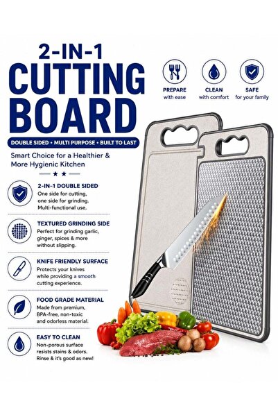 Generic Stainless Steel Cutting Board,Double Sided Chopping Board for Kitchen...