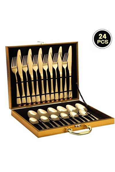 Generic 24-Piece Stainless Steel Cutlery Set, Steak Knife Fork Spoon, Western...