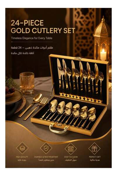 Generic 24-Piece Cutlery Set & Flatware Sets , Fork Knife and Spoon Set, Hala...