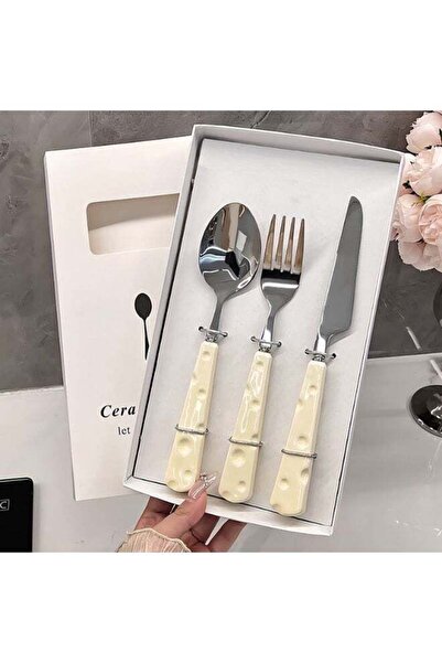 Generic 3-Piece Cute Cheese Design Cutlery Set - Stainless Steel Dessert Fork...