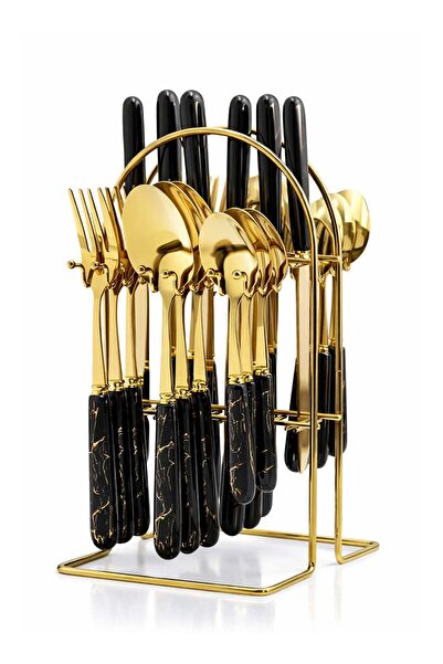 Generic 24-Piece Gold Flatware Cutlery Set, Premium Stainless Steel Silverwar...
