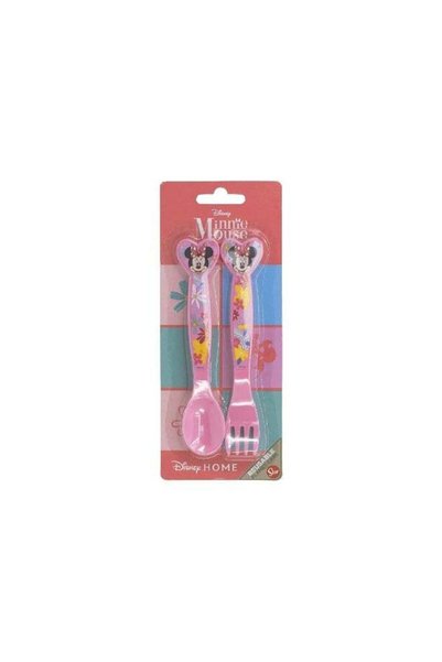 Generic Stor Minnie Mouse 2-Piece PP Cutlery Set for Kids, 22 x 9 x 2cm – BPA...
