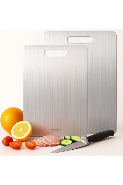 Generic Nexso Stainless Steel Cutting Boards for Kitchen – Set of 2 | Food-Gr...