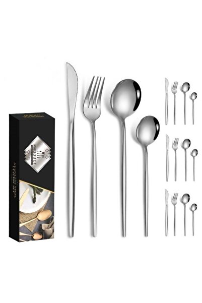 Generic 16-Piece Stainless Steel Cutlery Set Silver for Home Office Restauran...
