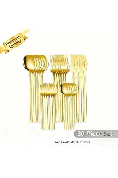 Generic Luxury light gold flatware set, 30 pieces, made of stainless steel. S...