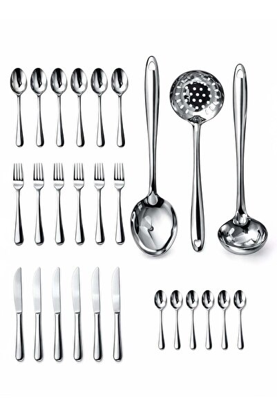Generic Stainless Steel Kitchen Tools with Cutlery Set - 27 Pieces Tableware ...