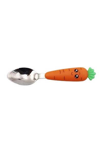 Generic BERAM Rabbit Rapier Children’s Serrated Spoon – Carrot Design Handles...