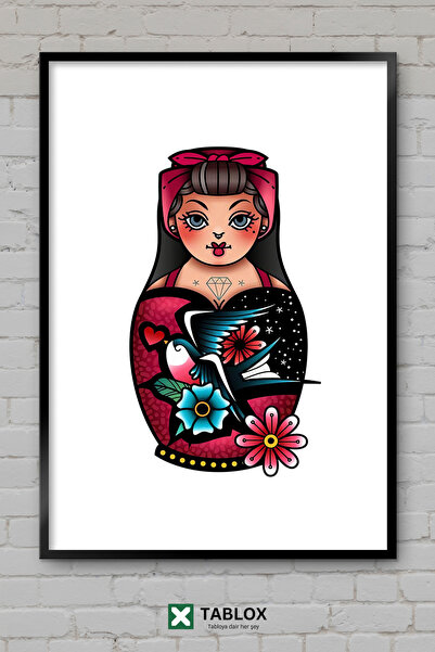 tablomaxtbx Devojka Devojka Tetovaža Tetovaža Umetnost Portret Poster Okvir I...