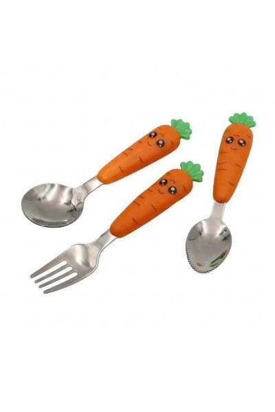Generic Rabbit Rapier Children’s Cutlery Set, Carrot Design Handles, Stainles...