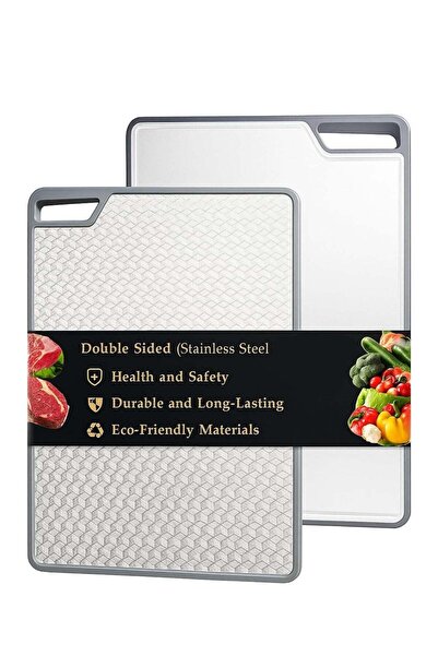 Generic Double Sided Stainless Steel Chopping Board Food Grade Kitchen Cuttin...