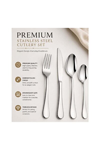 Generic 4-Piece Stainless Steel Cutlery Set – Heavy Duty Flatware Set for 1, ...