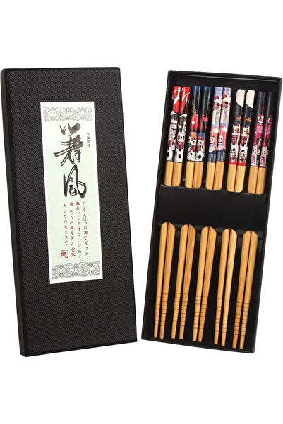 Generic Bamboo Chopsticks - Premium 5-Pack Japanese Reusable Chopsticks with ...