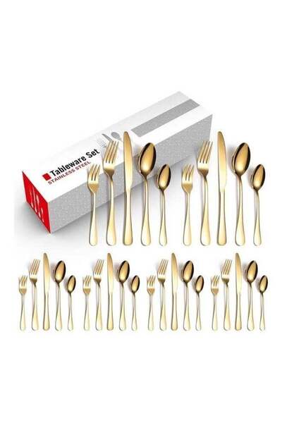 Generic 30-Piece Cutlery Set Gold Stainless Steel Gold 23cm