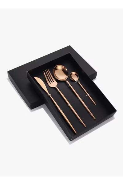 Generic 4-Piece Stainless Steel Cutlery Set Rose Gold