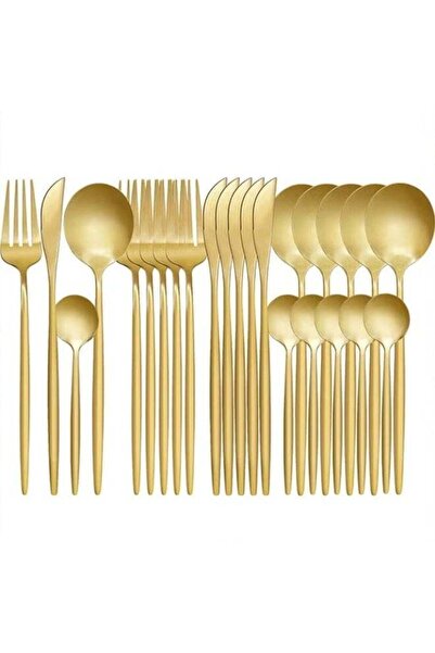 Generic 24 Pcs Flatware Set,410 Stainless Steel Knife Fork Spoon Set,Silverwa...