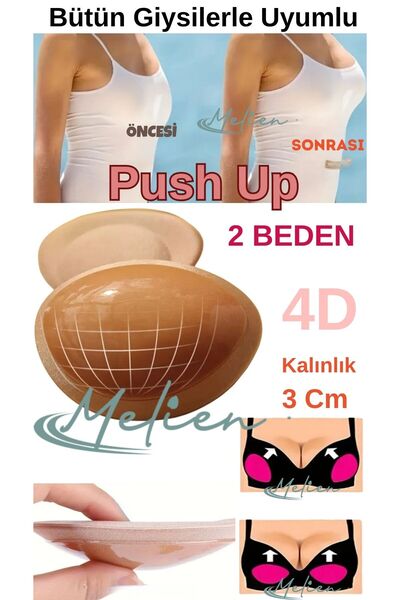 Malinka 2 Beden Büyüten Push Up Yapışkanlı Silikon Sütyen - Abiye Gelinlik Ma...