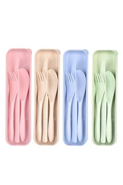 Generic Portable Utensils Set with Storage Case, 4 Sets of Knife Fork Spoon, ...