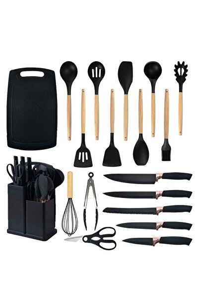 Generic 19 PCS Silicone Mini-Kitchenware Set with Wooden Handles Heat-Resista...