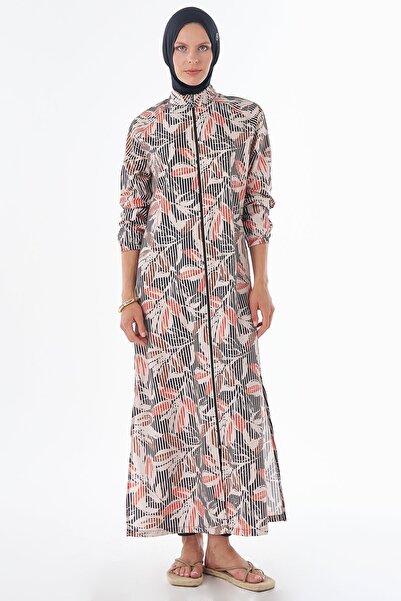Kayra Floral Pattern Hijab Swimsuit Anthracite