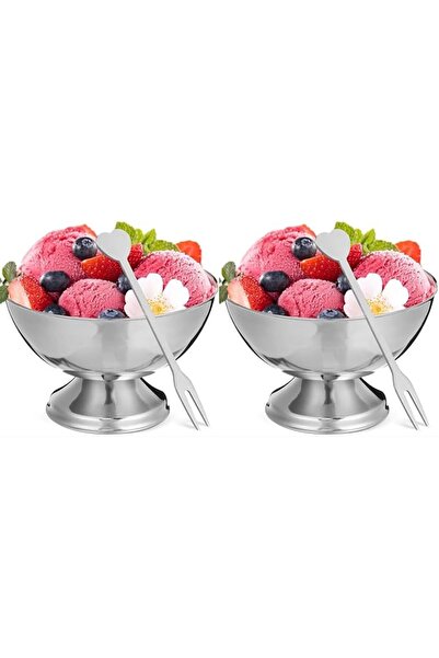 GENERAL Multi-Functional Stainless Steel Dessert Bowl with Two Forks, Stylish...