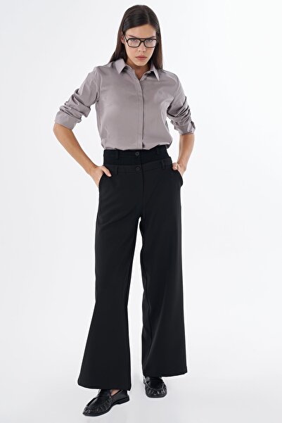 KYR Double Waist Detailed Trousers Black