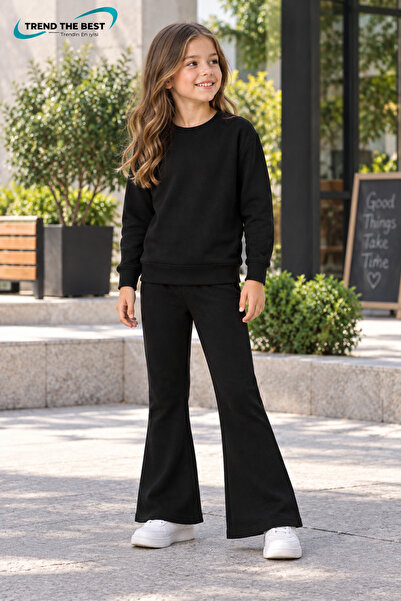 TREND THE BEST Trendin En İyisi Winter, Spring, and Autumn Girls' Black Spani...