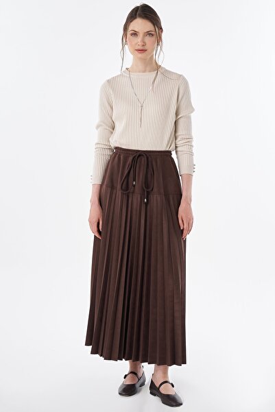 KYR Lace-Up Suede Skirt Brown