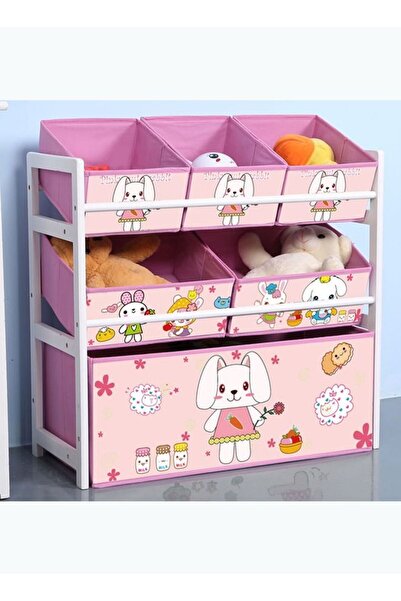 Arabest 3-Tier Children's Toy Storage Unit with 6 Removable Canvas Bins,Woode...