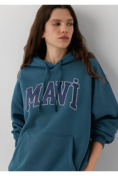 Mavi Logo Baskılı Kapüşonlu Sweatshirt 1600361-70771