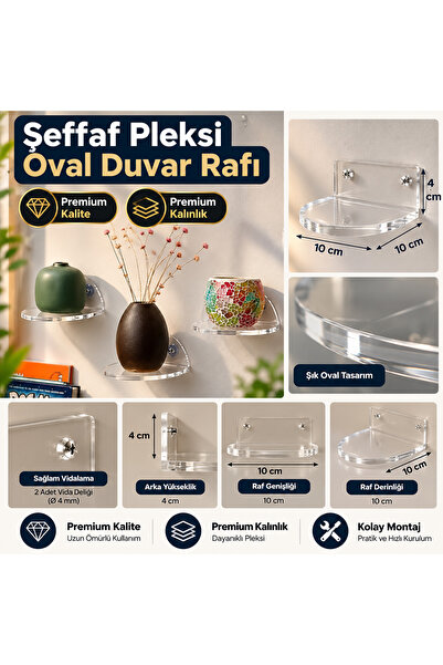 Genel Markalar ŞEFFAF PLEKSİ OVAL DUVAR RAFI